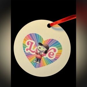 Snoopy Love Rainbow Heart Round Valentine’s Day Ornament New